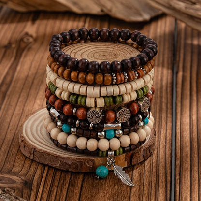 Set of 9: Alloy Bead Bracelet