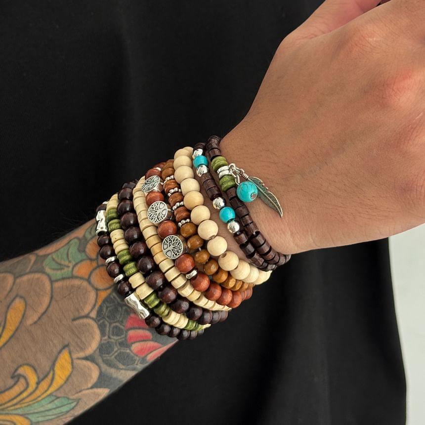 Set of 9: Alloy Bead Bracelet