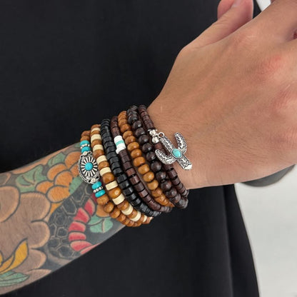 Set of 7: Alloy Bead Bracelet
