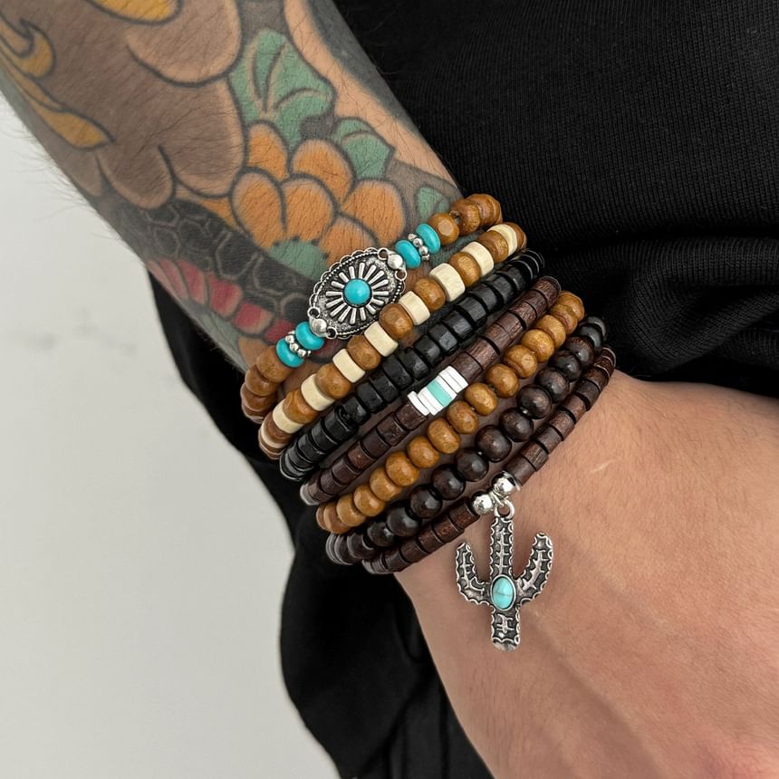 Set of 7: Alloy Bead Bracelet