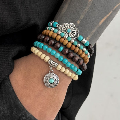 Set of 7: Alloy Bead Bracelet