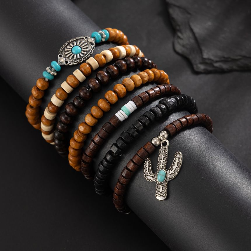 Set of 7: Alloy Bead Bracelet