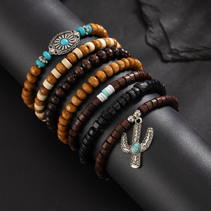 Set of 7: Alloy Bead Bracelet