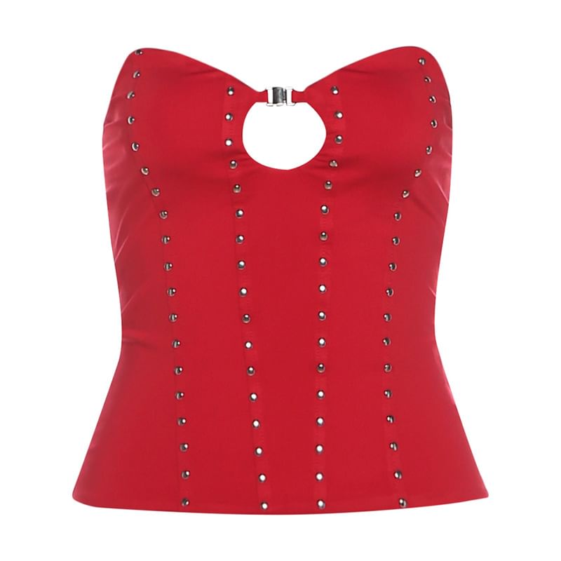 Studded Corset-Style Strapless Top