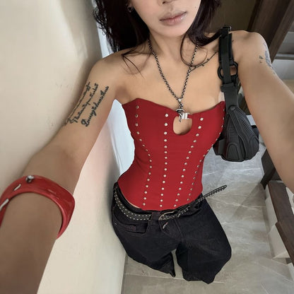 Studded Corset-Style Strapless Top