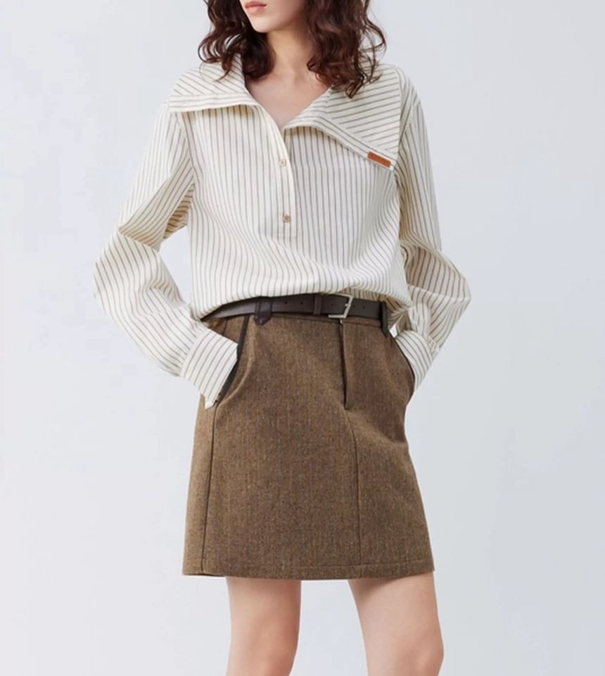 Classic Striped Collared Long-Sleeve Shirt