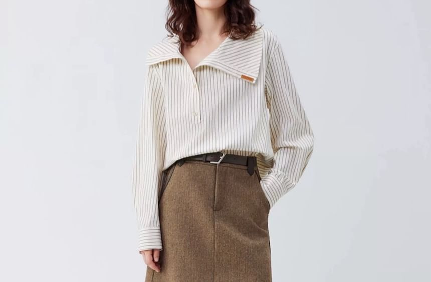 Classic Striped Collared Long-Sleeve Shirt