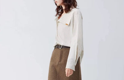Classic Striped Collared Long-Sleeve Shirt