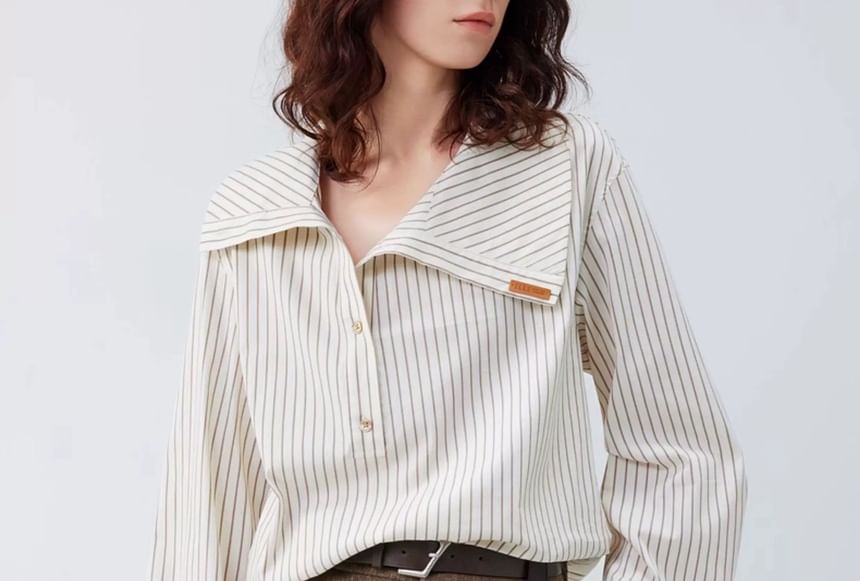 Classic Striped Collared Long-Sleeve Shirt