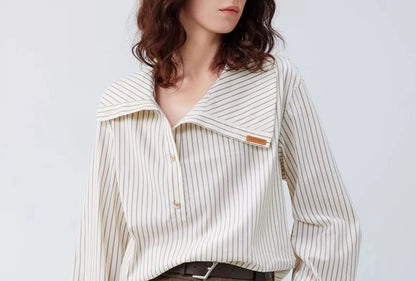 Classic Striped Collared Long-Sleeve Shirt