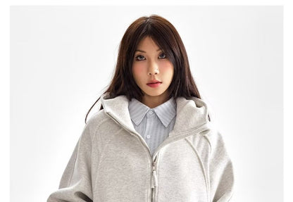 Raglan Half-Zip Stand-Collar Hoodie