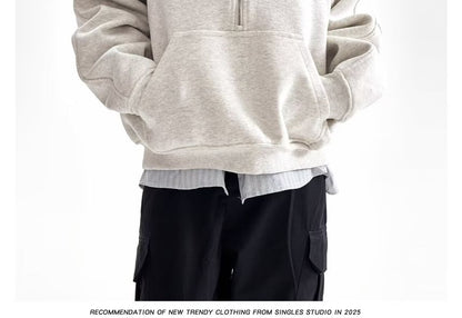Raglan Half-Zip Stand-Collar Hoodie