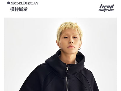 Raglan Half-Zip Stand-Collar Hoodie