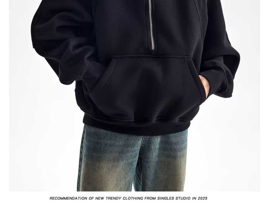 Raglan Half-Zip Stand-Collar Hoodie