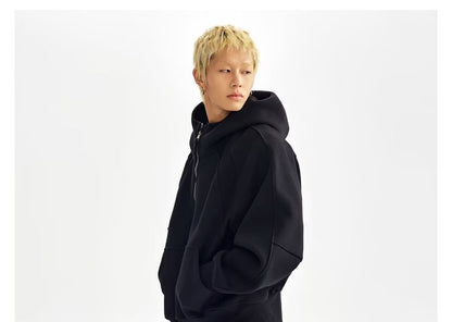 Raglan Half-Zip Stand-Collar Hoodie