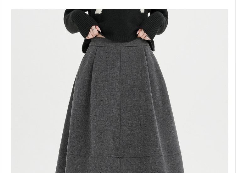 Fleece-Lined High Rise Midi A-Line Skirt