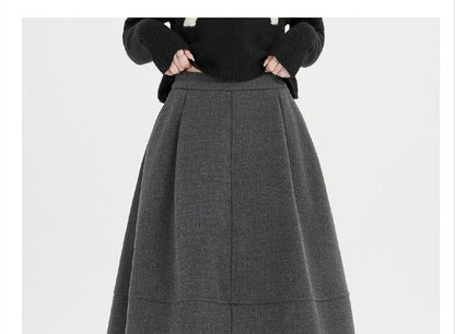 Fleece-Lined High Rise Midi A-Line Skirt