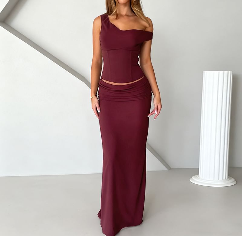 Slim Fit Tank Top & Slit Maxi Pencil Skirt Set