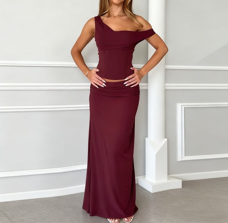 Slim Fit Tank Top & Slit Maxi Pencil Skirt Set