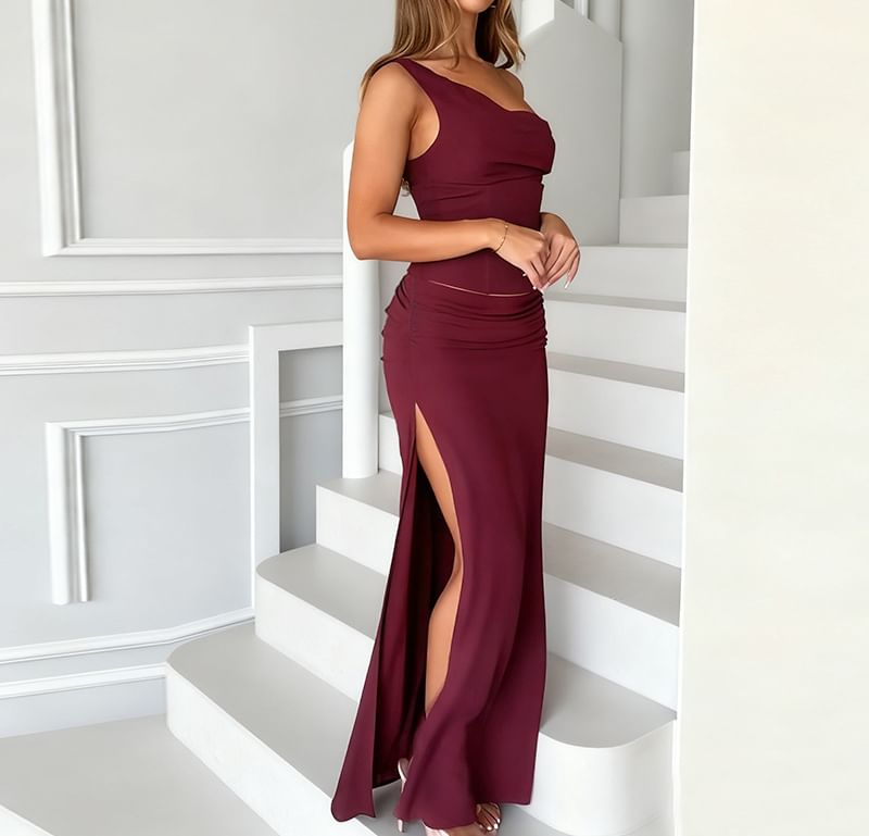 Slim Fit Tank Top & Slit Maxi Pencil Skirt Set