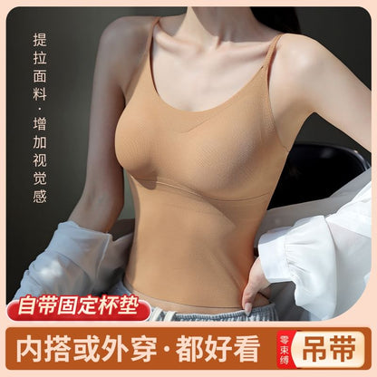 Padded Crop Cami Top with Scoop Neck and Solid Finish