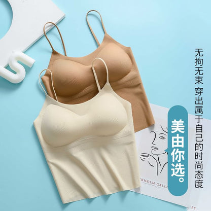 Padded Crop Cami Top with Scoop Neck and Solid Finish