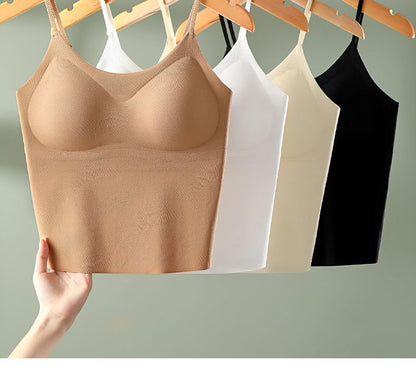 Padded Crop Cami Top with Scoop Neck and Solid Finish
