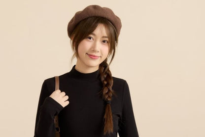 Mock Neck Slim Tee with Long Sleeves in Solid Hue