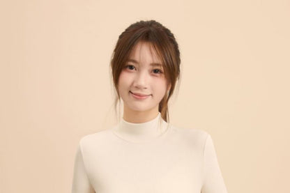 Mock Neck Slim Tee with Long Sleeves in Solid Hue