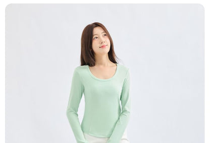 Slim Fit Scoop Neck T-Shirt with Long Sleeves