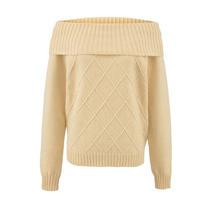 Cable Knit Off-Shoulder Sweater in Solid Tone