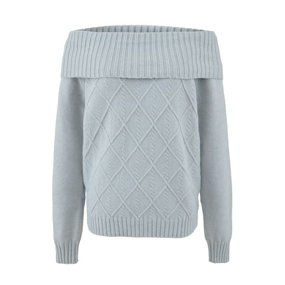 Cable Knit Off-Shoulder Sweater in Solid Tone