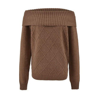 Cable Knit Off-Shoulder Sweater in Solid Tone