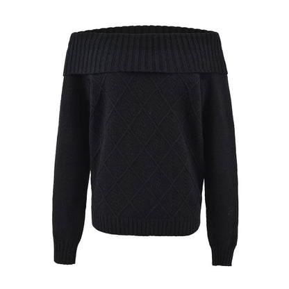 Cable Knit Off-Shoulder Sweater in Solid Tone