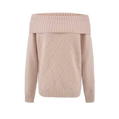 Cable Knit Off-Shoulder Sweater in Solid Tone