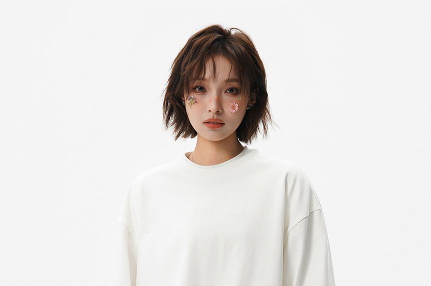 Drawstring Waist Crew Neck Tee in Solid Color