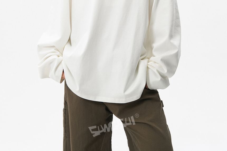 Drawstring Waist Crew Neck Tee in Solid Color