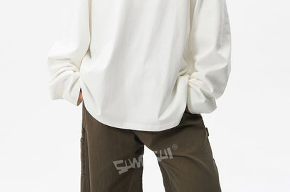 Drawstring Waist Crew Neck Tee in Solid Color