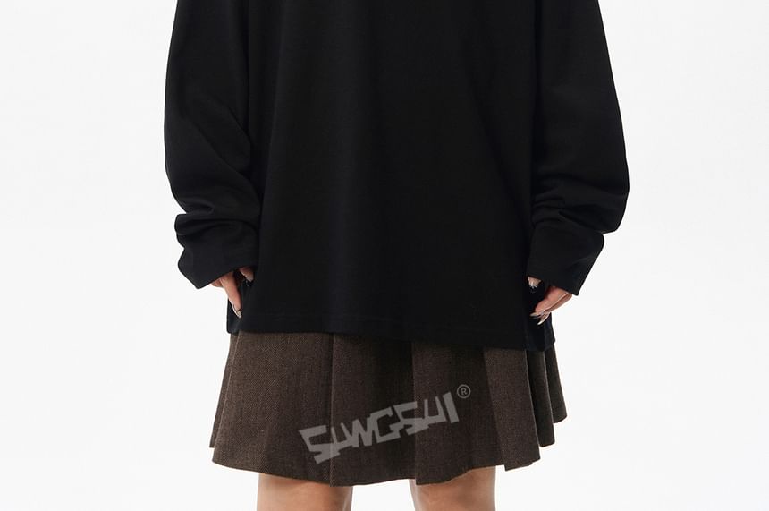 Drawstring Waist Crew Neck Tee in Solid Color