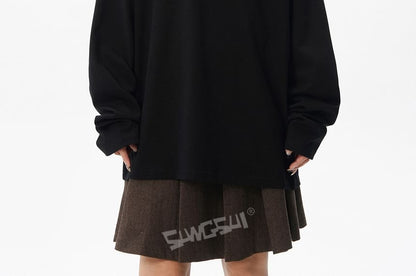 Drawstring Waist Crew Neck Tee in Solid Color