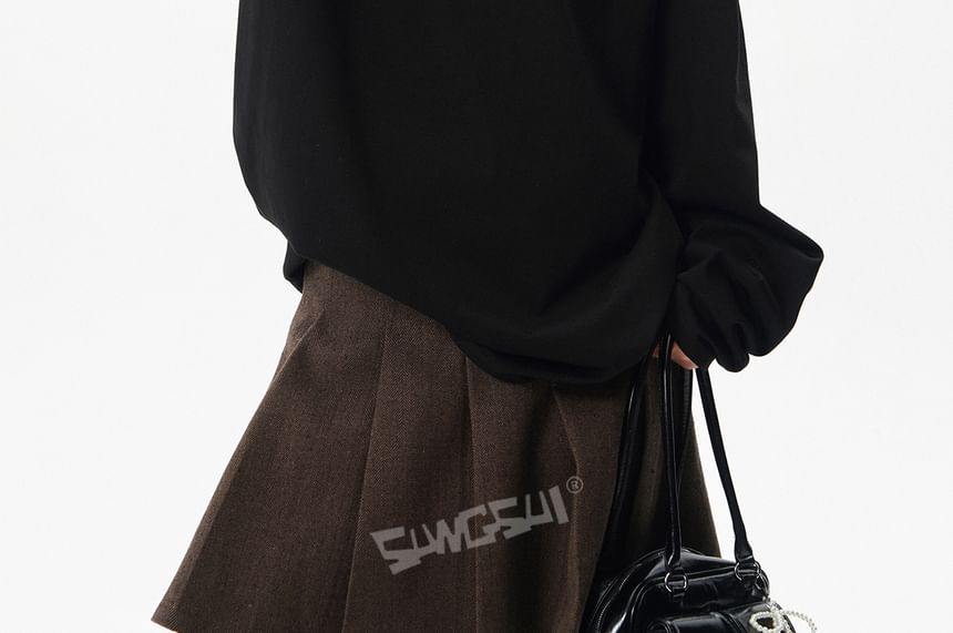 Drawstring Waist Crew Neck Tee in Solid Color