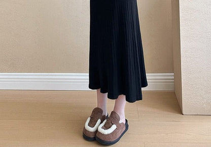 Maternity Striped Sweater and Sleeveless Square Neck Midi Dress Set