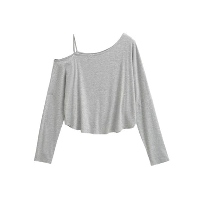 Cold Shoulder Long-Sleeve Top in Solid Style