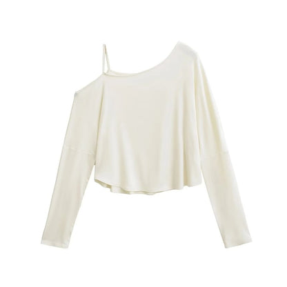 Cold Shoulder Long-Sleeve Top in Solid Style