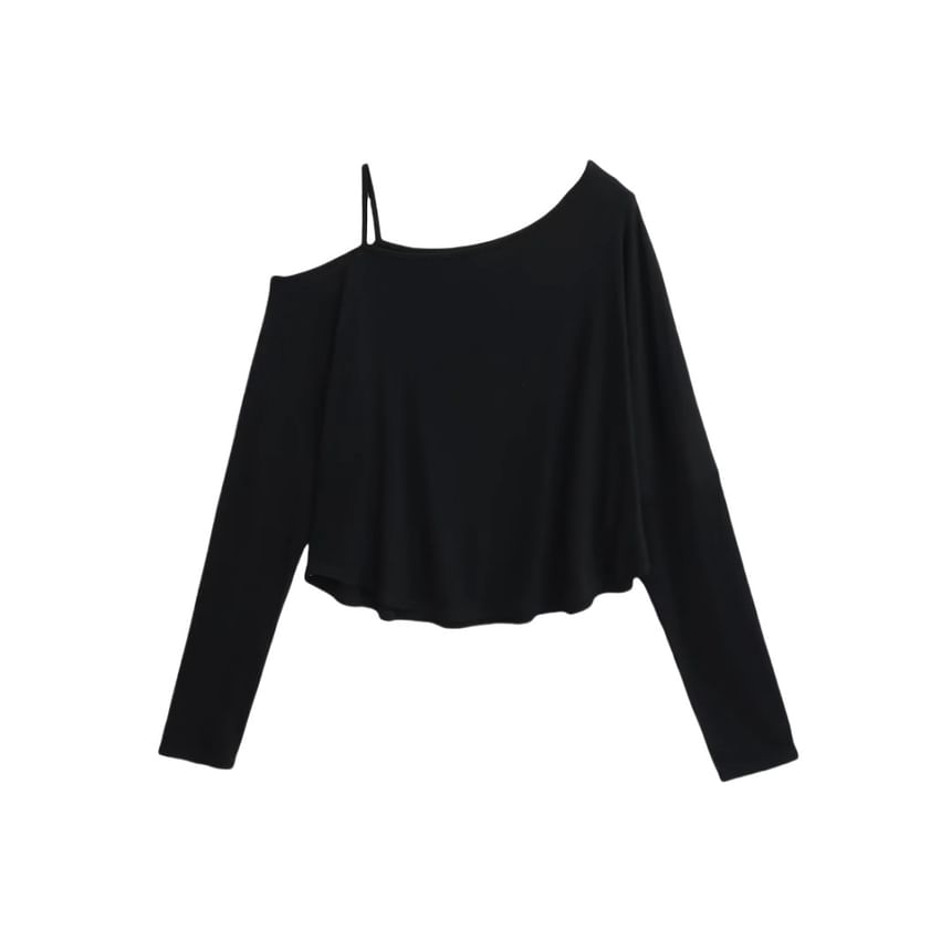 Cold Shoulder Long-Sleeve Top in Solid Style