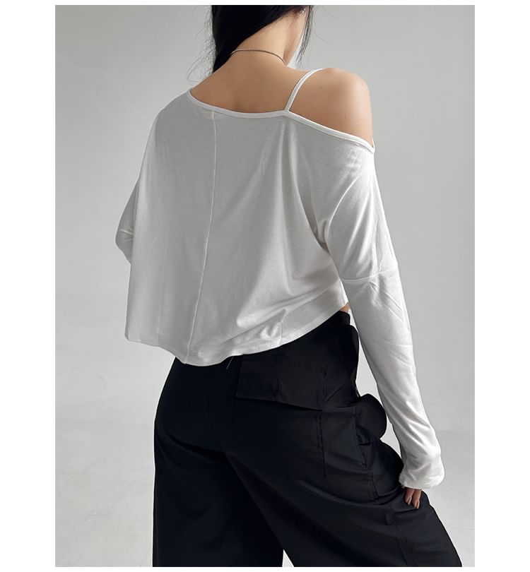 Cold Shoulder Long-Sleeve Top in Solid Style