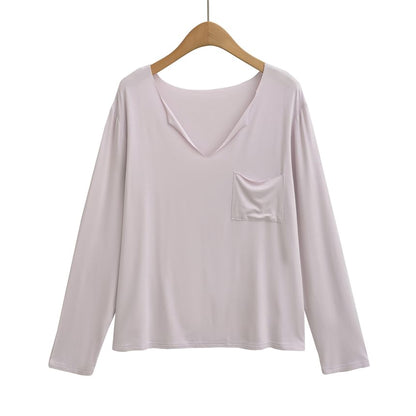 Classic V-Neck Long-Sleeve Solid T-Shirt
