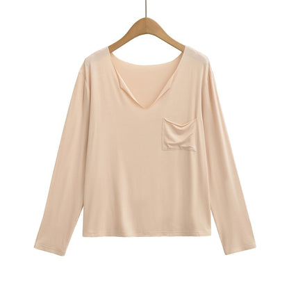 Classic V-Neck Long-Sleeve Solid T-Shirt