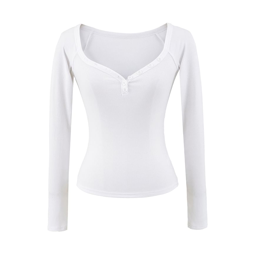 Elegant V-Neck Long-Sleeve Solid Button Blouse