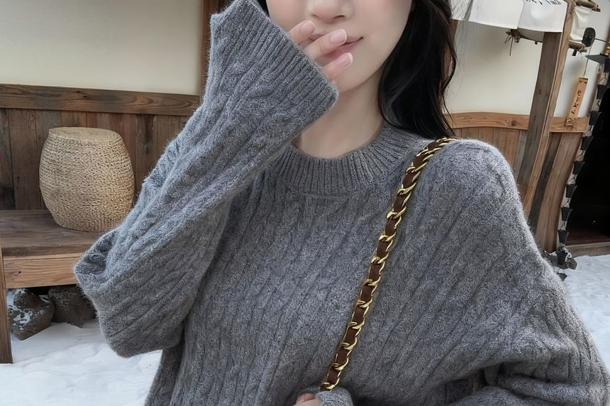 Knit Set: Round Neck Sweater with High Waist Shorts
